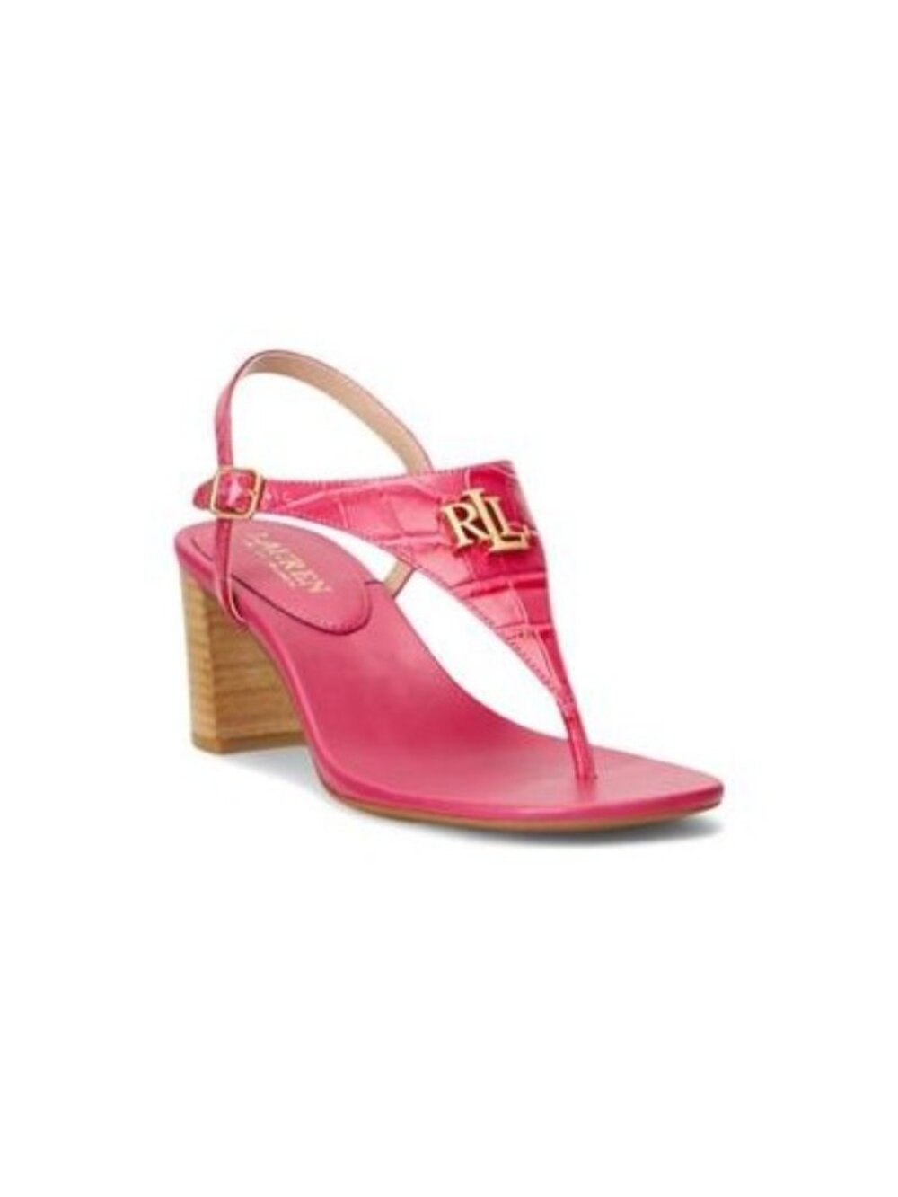Lauren Ralph Lauren Womens Westcott Embossed Leather Sandals Pink Size 7.5B NWB